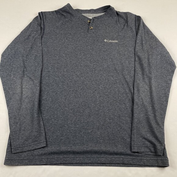 Columbia Henley T-Shirt Men’s L Gray Long Sleeve Lightweight Outdoors - Picture 2 of 8